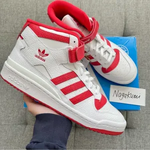 🤍❤️ adidas forum mid white red shoes 9.5