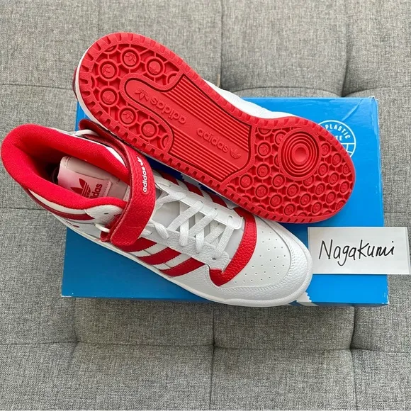 🤍❤️ adidas forum mid white red shoes 9.5