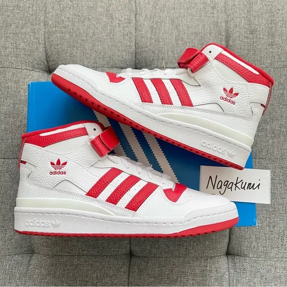 🤍❤️ adidas forum mid white red shoes 9.5