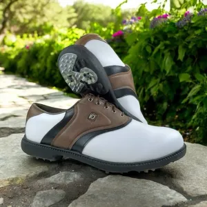 ⛳️ Footjoy Men’s Originals Saddle Golf Shoes White/Brown - Size 12- #45330