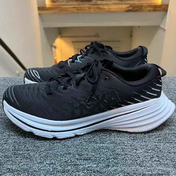 🌸 Hoka One One Bondi X Black White Running Shoes 1113512 BWHT Mens