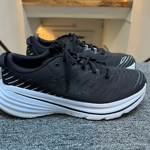🌸 Hoka One One Bondi X Black White Running Shoes 1113512 BWHT Mens