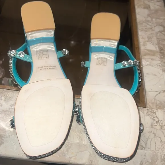 💎 JEFFREY CAMPBELL Tiffany blue silver diamond rhinestone platform heels sz 9