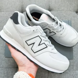 🤍🩶🦭 new balance 574 white light grey pink shoes