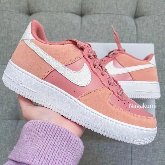 💖 Nike Air Force 1 low white pink hearts shoes