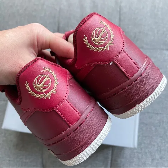 ❤️💛 Nike Air Force 1 red leather shoes (big kids)