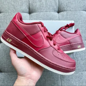 ❤️💛 Nike Air Force 1 red leather shoes (big kids)