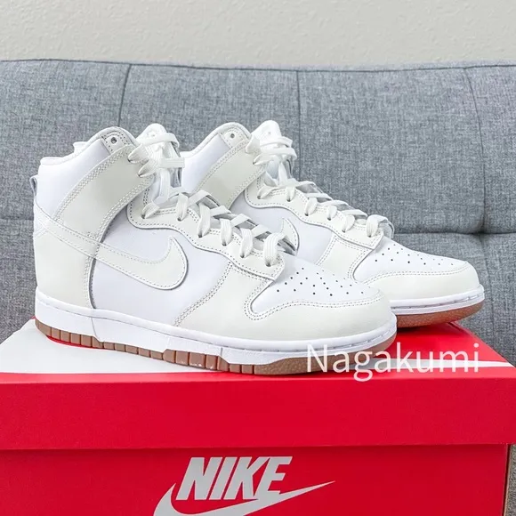 🤍🐰 nike dunk high all white shoes