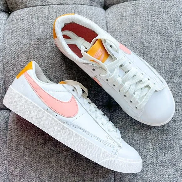 🍑 Women's Nike Blazer Low white peach pink shoes