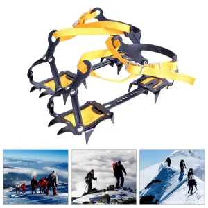 1 Pair Heavy-Duty Ice Crampons – 10-Tooth Stainless Steel Snow Grips with Adjustable Nylon Straps & Carry Bag for Hiking, Climbing, Fishing