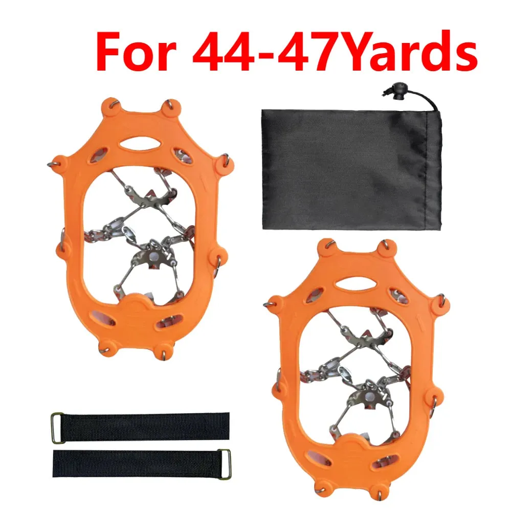 1 Pair Heavy-Duty Ice Crampons – 10-Tooth Stainless Steel Snow Grips with Adjustable Nylon Straps & Carry Bag for Hiking, Climbing, Fishing