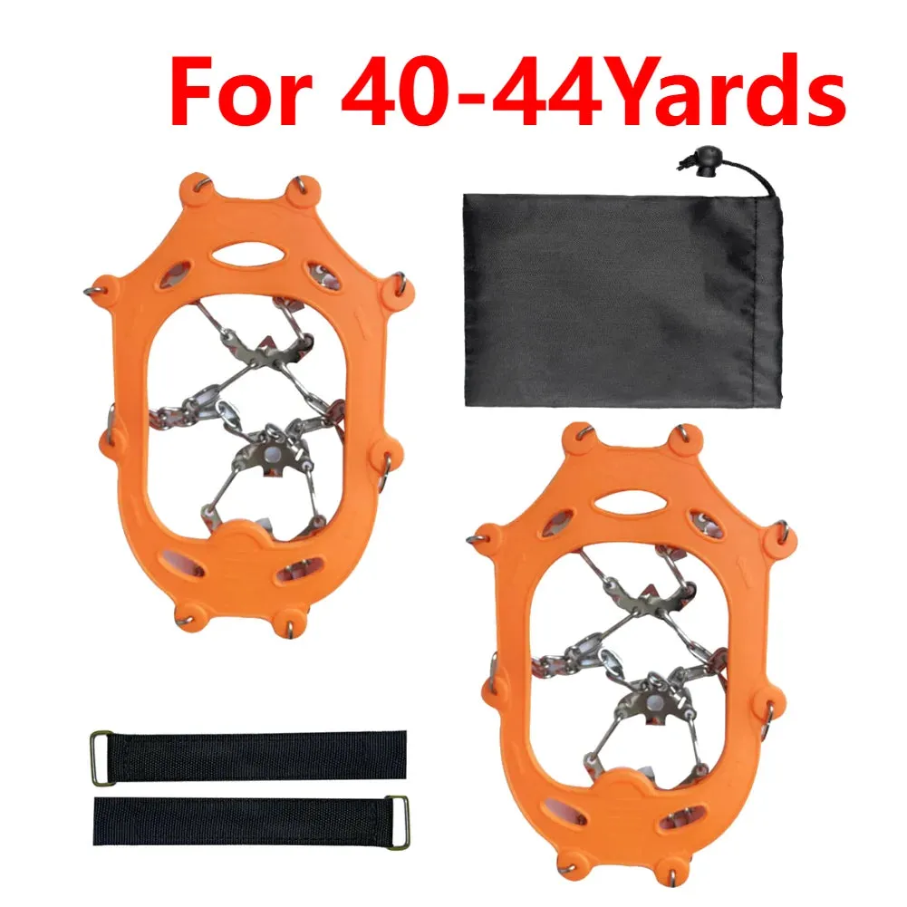 1 Pair Heavy-Duty Ice Crampons – 10-Tooth Stainless Steel Snow Grips with Adjustable Nylon Straps & Carry Bag for Hiking, Climbing, Fishing