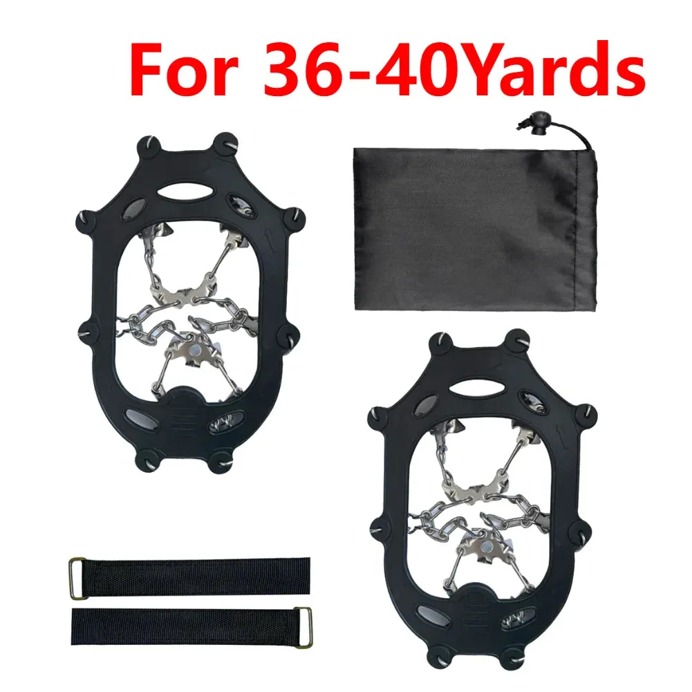 1 Pair Heavy-Duty Ice Crampons – 10-Tooth Stainless Steel Snow Grips with Adjustable Nylon Straps & Carry Bag for Hiking, Climbing, Fishing
