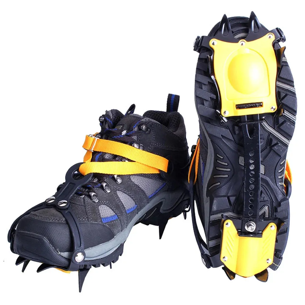 1 Pair Heavy-Duty Ice Crampons – 10-Tooth Stainless Steel Snow Grips with Adjustable Nylon Straps & Carry Bag for Hiking, Climbing, Fishing