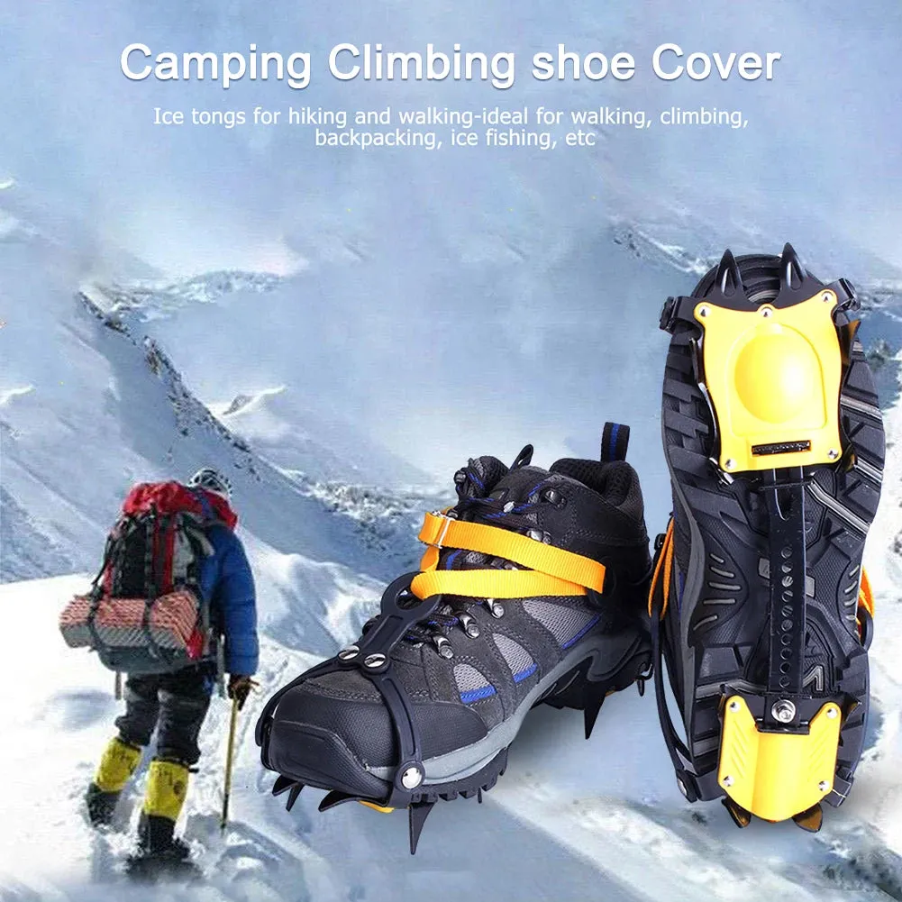 1 Pair Heavy-Duty Ice Crampons – 10-Tooth Stainless Steel Snow Grips with Adjustable Nylon Straps & Carry Bag for Hiking, Climbing, Fishing