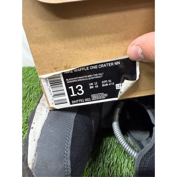 13 Nike Men's Waffle One Crater Athletic Shoes Black Gray DH7751-001 Lot Size