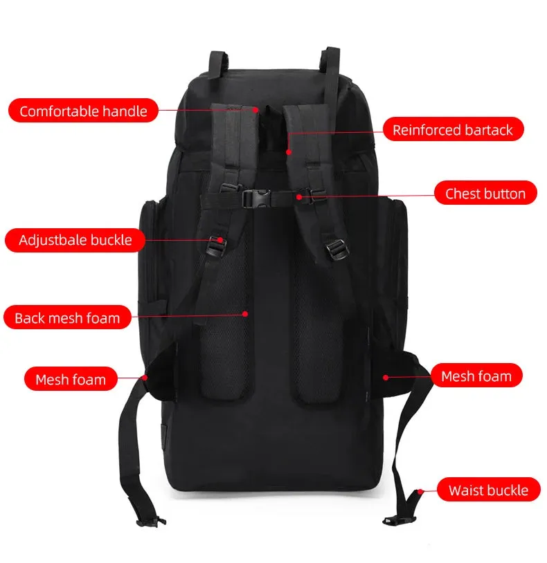 130L Large Hiking Camping Backpack – Tactical MOLLE Travel Rucksack for Men | Waterproof Trekking Outdoor Sports Pack