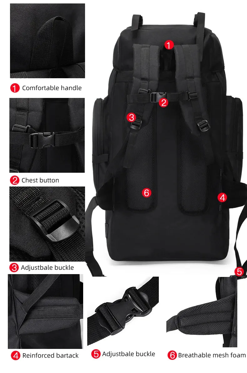 130L Large Hiking Camping Backpack – Tactical MOLLE Travel Rucksack for Men | Waterproof Trekking Outdoor Sports Pack