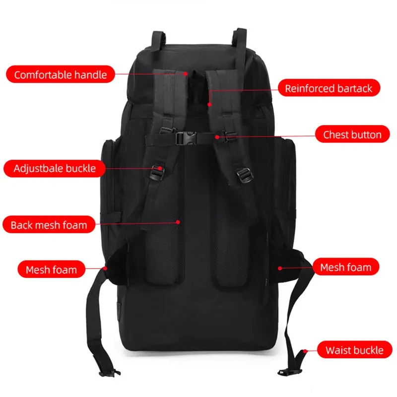 130L Large Hiking Camping Backpack – Tactical MOLLE Travel Rucksack for Men | Waterproof Trekking Outdoor Sports Pack
