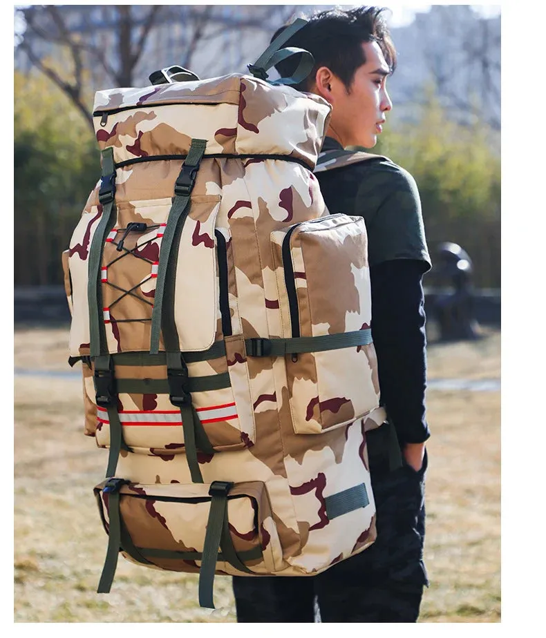 130L Large Hiking Camping Backpack – Tactical MOLLE Travel Rucksack for Men | Waterproof Trekking Outdoor Sports Pack