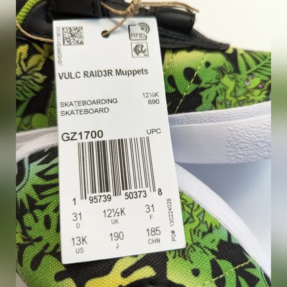 13K Adidas The Muppets Vulc Raid3r Slip-On Kermit The Frog GZ1700 Kids sneakers