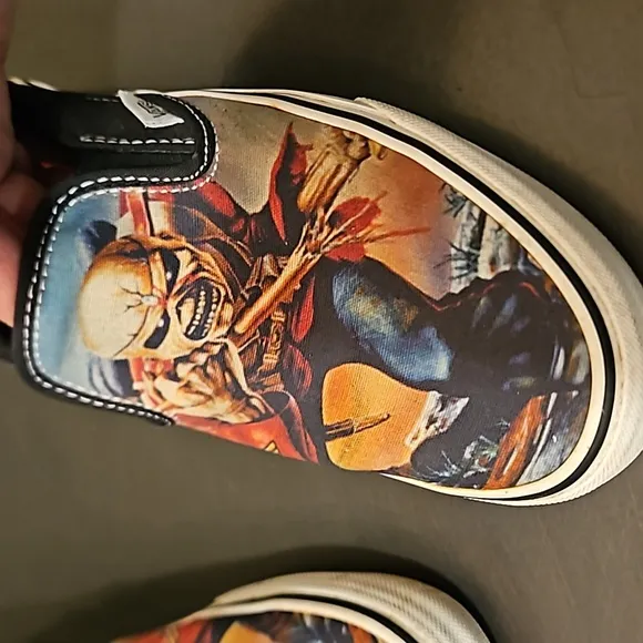 6.5 | Iron Maiden Classic Slip on Vans | Off the Wall | Canvas | The Trooper