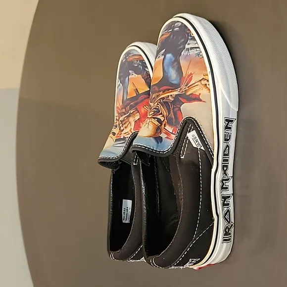 6.5 | Iron Maiden Classic Slip on Vans | Off the Wall | Canvas | The Trooper