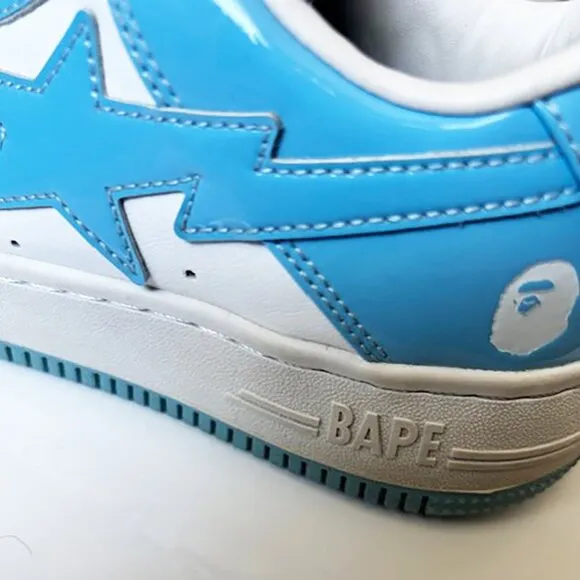 A BATHING APE Bape Sta Leather 'White Blue ' 1I70-191-002-B Unisex Shoes US 6/4
