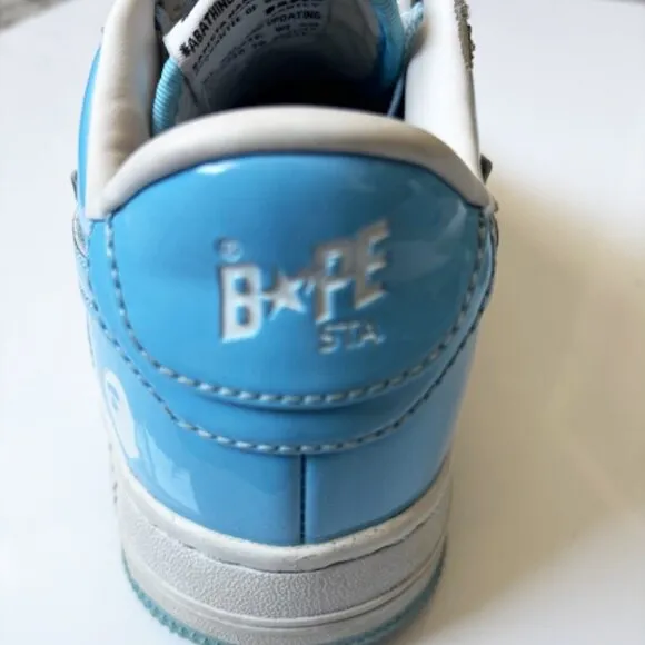 A BATHING APE Bape Sta Leather 'White Blue ' 1I70-191-002-B Unisex Shoes US 6/4