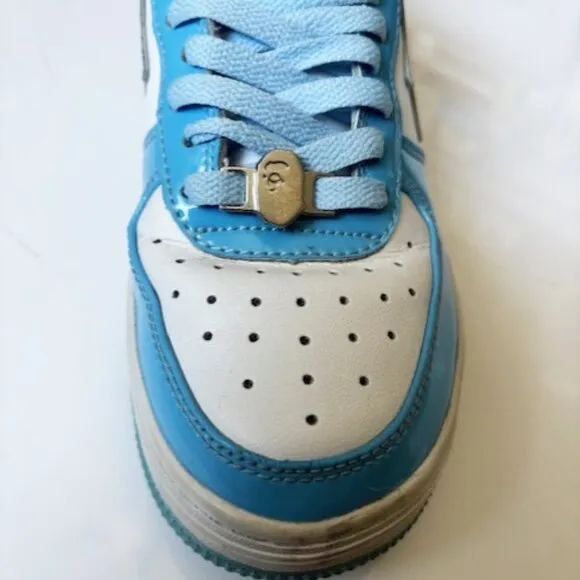 A BATHING APE Bape Sta Leather 'White Blue ' 1I70-191-002-B Unisex Shoes US 6/4