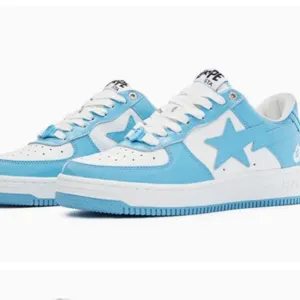 A BATHING APE Bape Sta Leather 'White Blue ' 1I70-191-002-B Unisex Shoes US 6/4