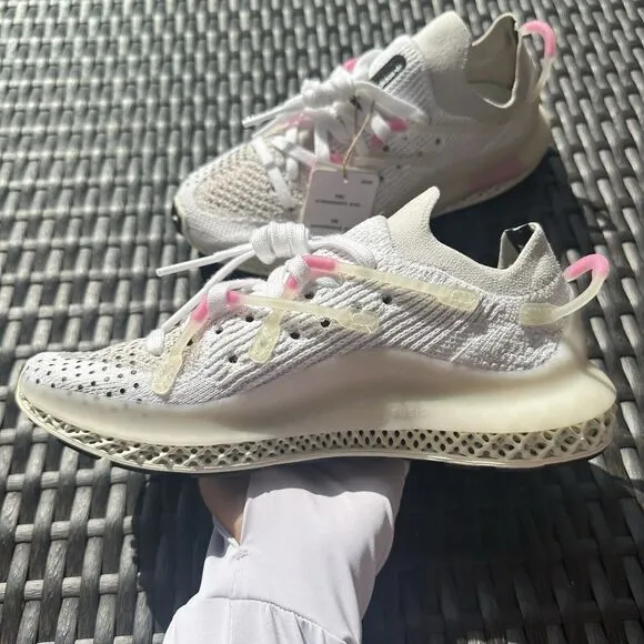 Adidas 4D Fusio Cloud White Pink Men's Athletic Shoes H04508 Size 4