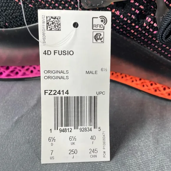 Adidas‎ 4D Fusio Primeknit Black Solar Orange Pink Running Shoes FZ2414 Men’s 7