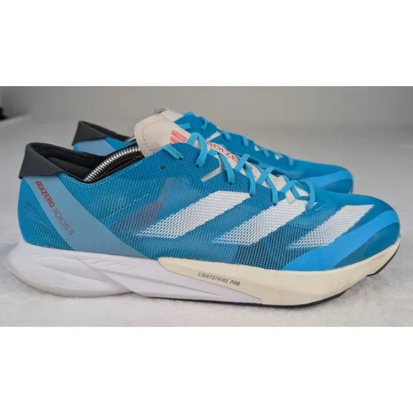 Adidas Adizero Adios 8 Running Shoes Mens 13 Aqua Blue Lightweight Sneakers