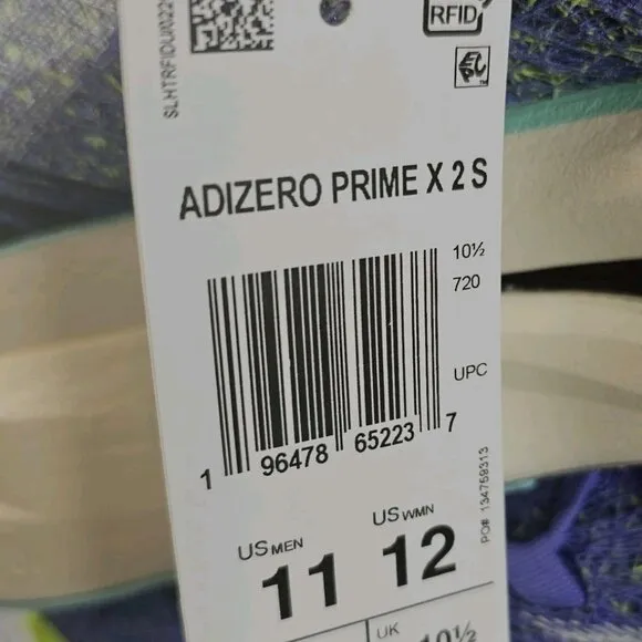 Adidas Adizero Prime X 2.0 Strung Blue Lemon Running Shoes IF1209 - Men's Sz 11