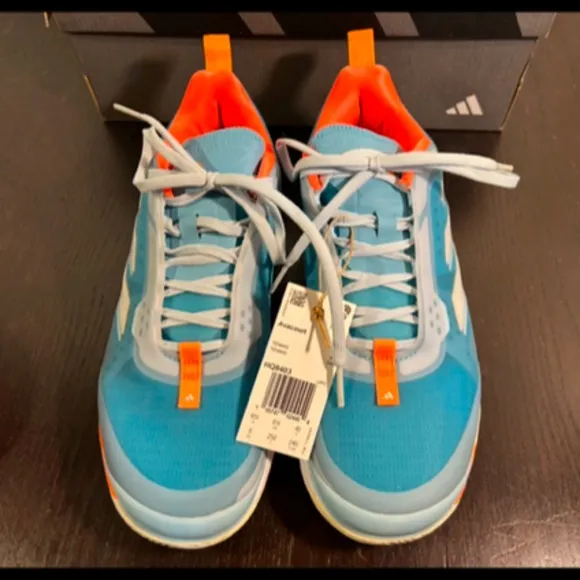 Adidas Avacourt Tennis Shoes Sneakers Size 8 Blue White Orange