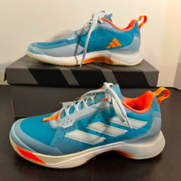 Adidas Avacourt Tennis Shoes Sneakers Size 8 Blue White Orange