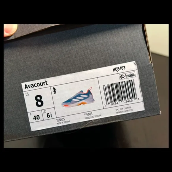 Adidas Avacourt Tennis Shoes Sneakers Size 8 Blue White Orange