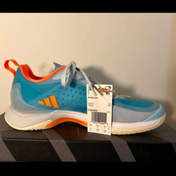Adidas Avacourt Tennis Shoes Sneakers Size 8 Blue White Orange