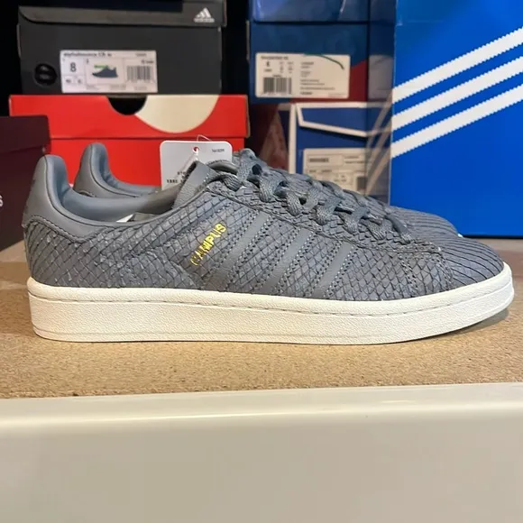 Adidas Campus shoes sneakers new grey BY9837 snake skin effect Women’s Size 7
