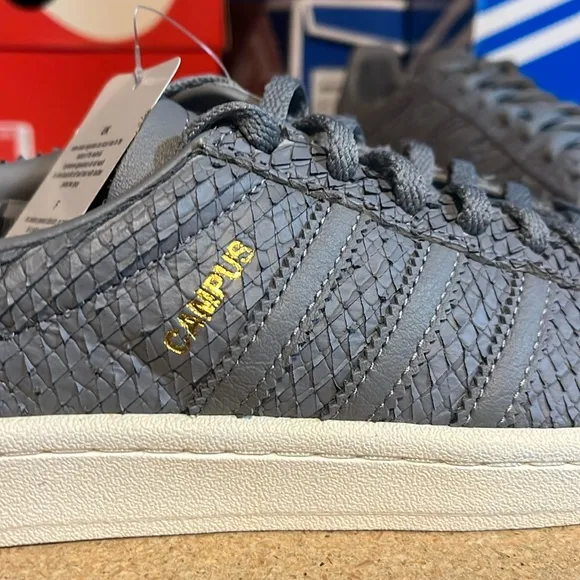 Adidas Campus shoes sneakers new grey BY9837 snake skin effect Women’s Size 7