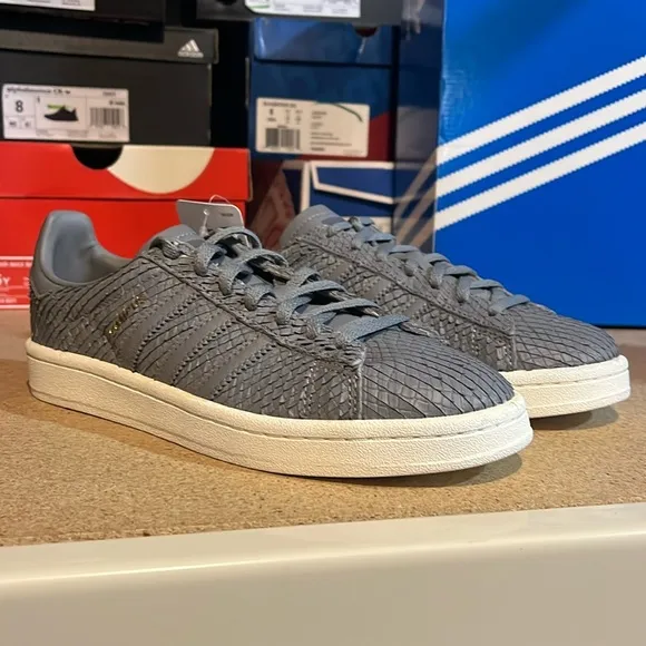 Adidas Campus shoes sneakers new grey BY9837 snake skin effect Women’s Size 7