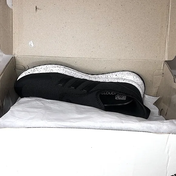 ADIDAS CLOUDFOAM X_PLRPULSE Black w Speckled Soles Slip On Shoes Unisex NIB