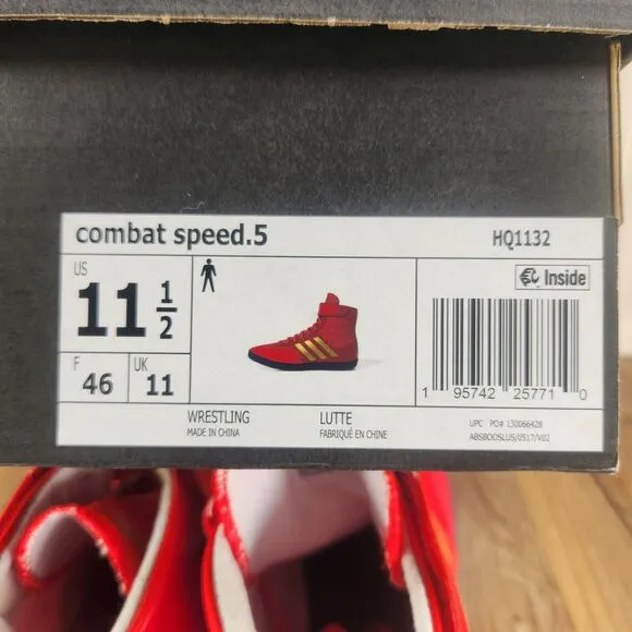 Adidas Combat Speed.5 Men's 11.5 Red Gold Athletic Wrestling Boxing Shoes HQ1132