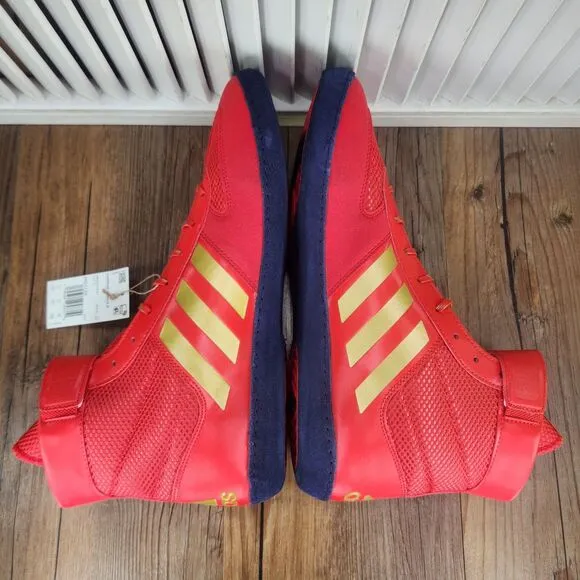Adidas Combat Speed.5 Men's 11.5 Red Gold Athletic Wrestling Boxing Shoes HQ1132