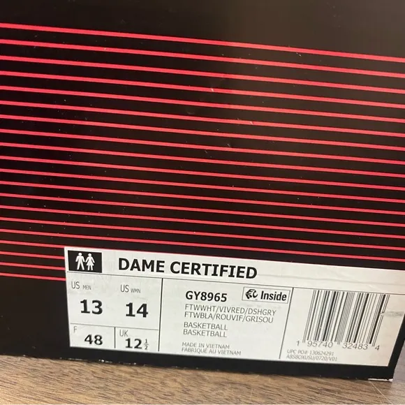 Adidas Dame Certified Basketball Shoes White Red Black GY8965 Men’s Sz
