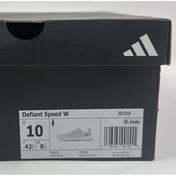 Adidas Defiant Speed Womens 10 White Silver Tennis Shoes Sneakers Low ID1510