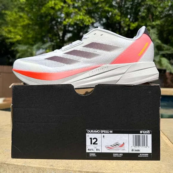 Adidas Duramo Speed M White Pink Running Shoes- Size 12 Mens IF1205