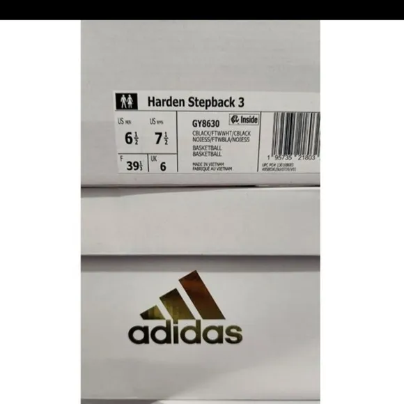 ADIDAS Harden Stepback 3 Men's 6.5 Women's size 7.5 Black/White Basketball