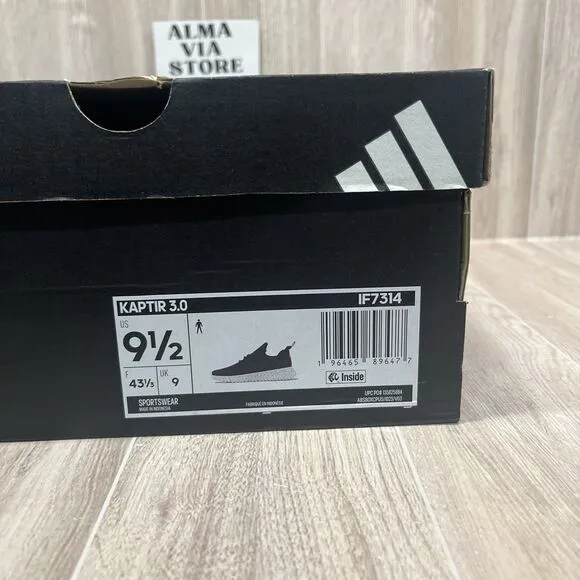 Adidas Kaptir 3.0 Black White Running Shoes Sneakers IF7314 Men’s Size 9.5